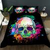 Skull Duvet Cover Set Colorful Skull Printed Bedding Set for Teen Boy Men Ultra Soft Microfiber Comforter Cover with Pillowcase