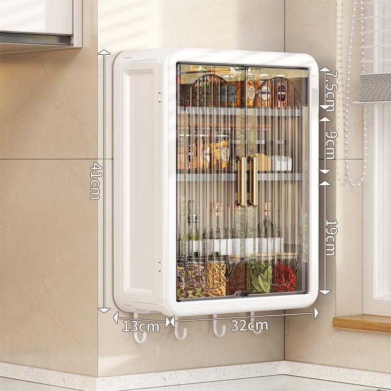 Wall-Mounted No-Drill Moisture-Proof Storage Box; Magnetic Dust-Proof Design for Bathroom and Kitchen Spice Organization.