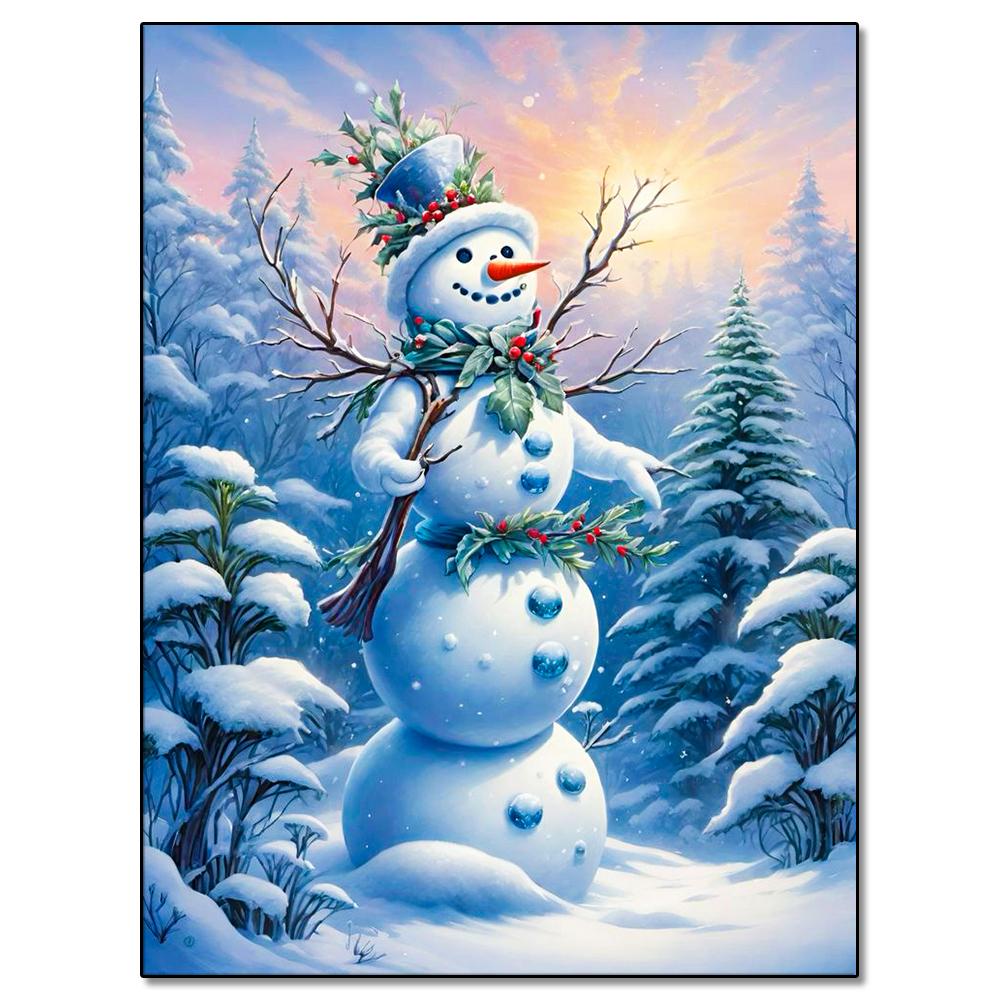 Алмазная живопись Снеговик Зимний снежный пейзаж Алмазная мозаика Вышивка Полная квадратная/круглая 2024 Новая серия Сделай сам для дома