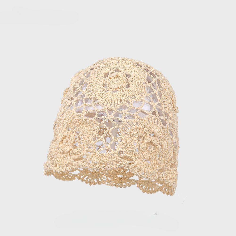 Богемный Этнический Стиль Ручной Работы Повязка на Голову Шляпа Нишевый Дизайн Весна Лето Тонкая Высококлассная Синяя Вязаная Шапка