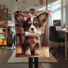 1Pc Iloveyoudog Print Flannel Blanket, High quality Comfortable for All Seasons, Home Decor, Warmth and Comfort, Perfect for Christmas Gifts