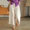 Женские летние весенние брюки Широкие oversized Прямые Однотонные Эластичный пояс Сочетать с верхом Карманы Глубокая промежность Женские брюки длиной 3/4 Женская одежда