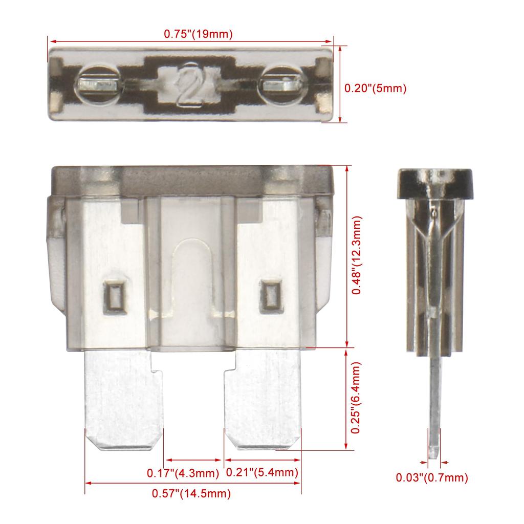 Heschen Стандартный предохранитель ATC-2 Авто Ассорти Автомобиль Грузовик 2А Серый 25 шт.