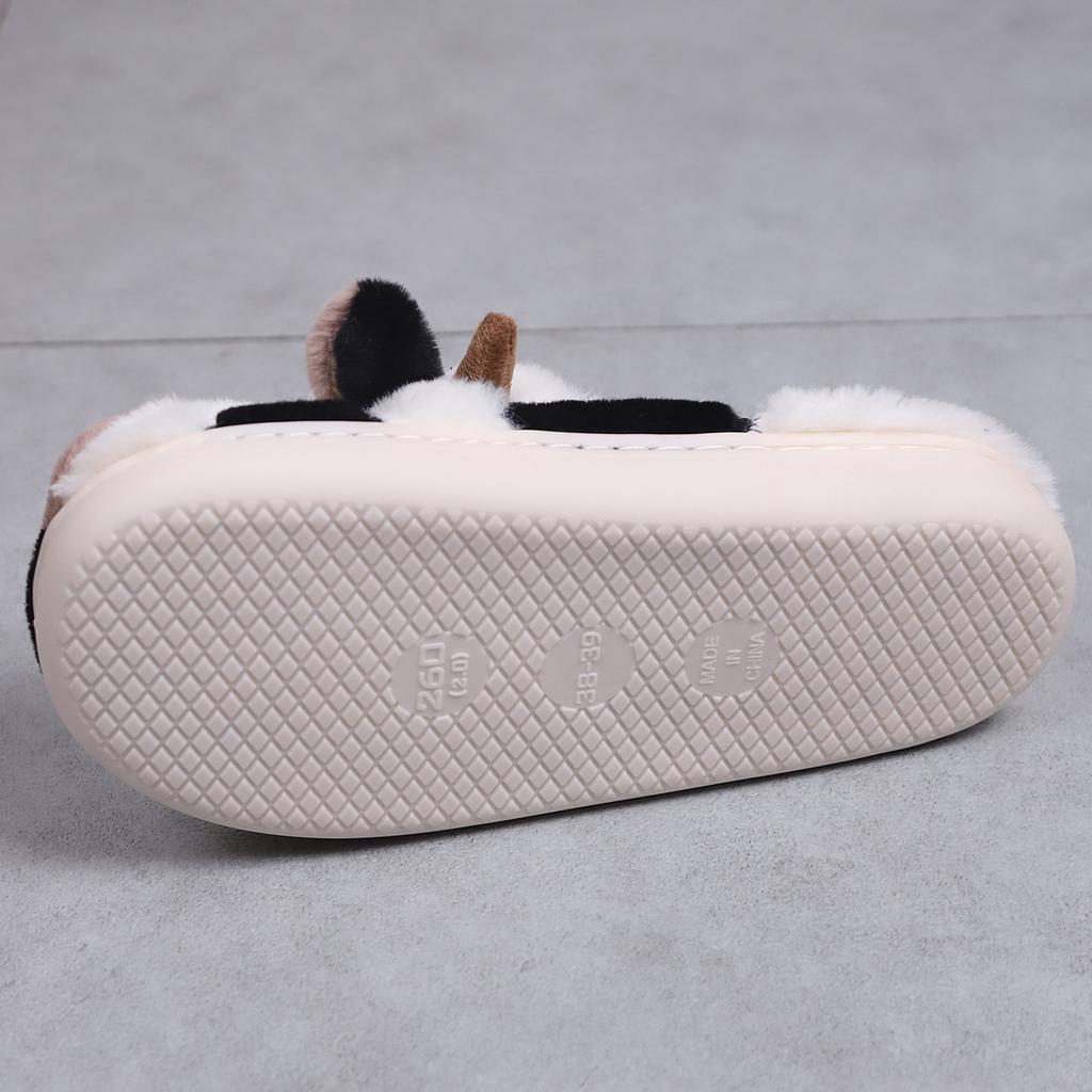 Fashion Shevalues Cute Plush Cotton Slippers For Women Winter Warm Cozy Furry Milk Cow Slides Indoor Non-slip Soft Fluffy House Slippers