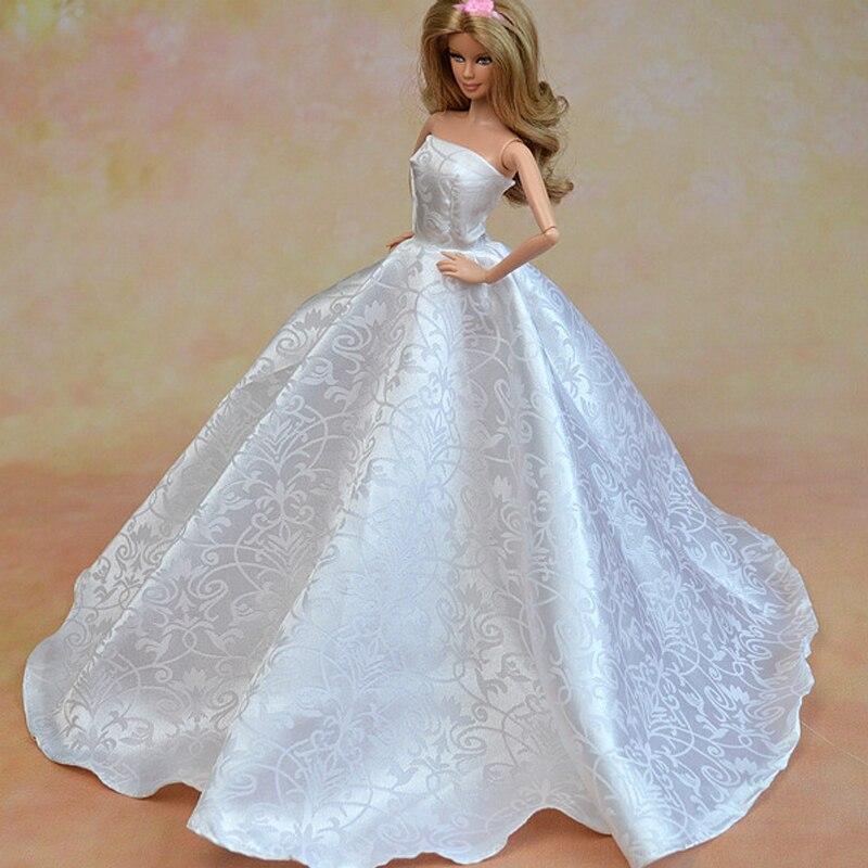 Белое свадебное платье с открытыми плечами, кукольная одежда для куклы Барби, вечерние платья для 1/6 куклы BJD, игрушечная малышка