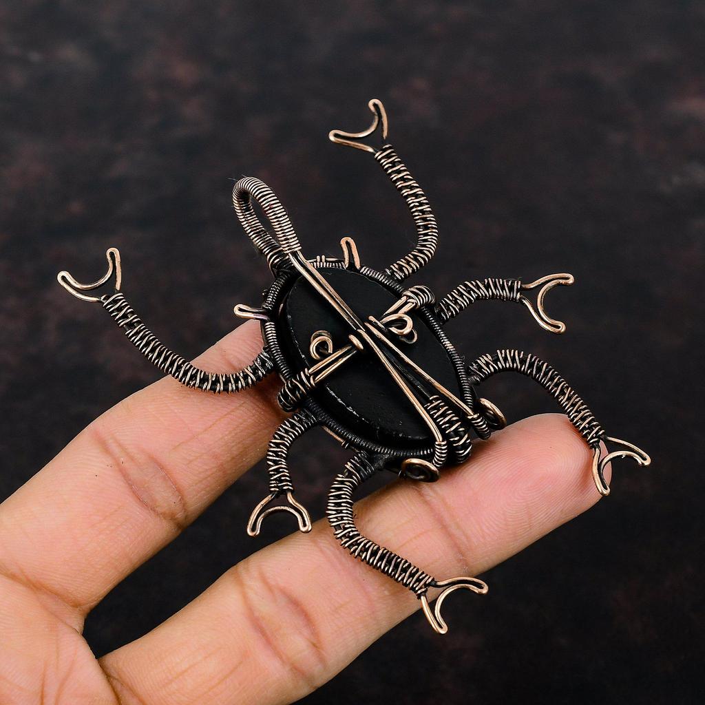 Подвеска в виде ракушки абалон, подвеска в виде медной проволоки, подвеска в виде жука, ювелирные изделия с драгоценными камнями, подвеска ручной работы, медные ювелирные изделия, подарок на годовщину