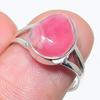 Кольцо из чистого серебра 925 пробы с натуральным родохрозитом ручной работы S.7.5 N0t73