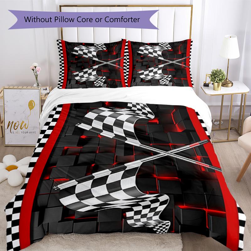 3pcs Racing Bedding Set Duvet Cover Closure Includes 1 Duvet Cover & 2 Pillowcases, Soft and Comfortable for All Seasons.