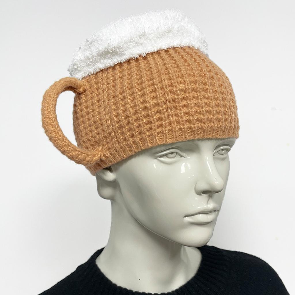 Модная и универсальная цветная 3D-кружка в виде кружки пива, зимняя теплая вязаная шерстяная шапка унисекс