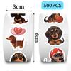 500pcs/roll Dachshund Decorative Stickers Cute Dog Laptop Water Bottle Phone Case Home Decoration Ideal for Adults Animal Lovers