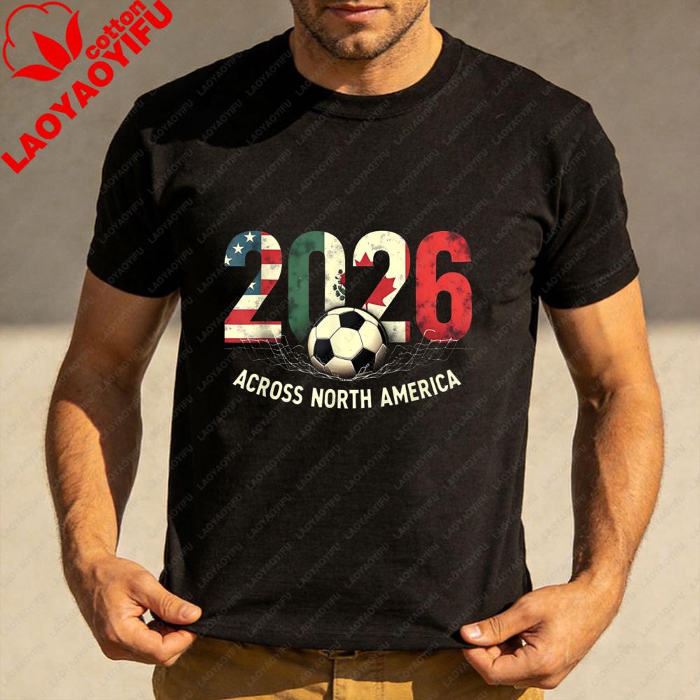 2026 Across North America Soccer Graphic T Shirt Unisex Cotton Short Sleeve Soccer Fan Soccer Party Supplies Casual Daily Outfit