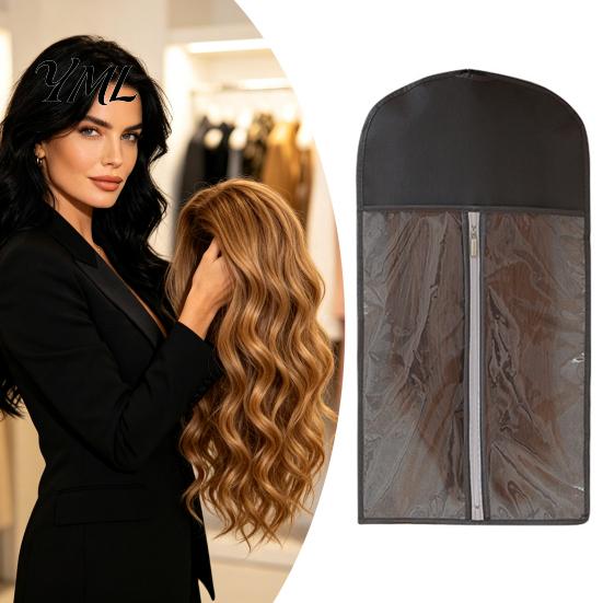 Hairpiece Protection Bag Wig Storage Hanging with Hook, Breathable Non-woven Fabric Dust-proof Holder Protector, Space Saving Portable Zipper Case for