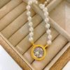 Древняя монета серии Victory Muse Knotted Pearl Регулируемое ожерелье Женская цепочка на шею Французский ретро Универсальный Двусторонний носимый