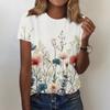 Women's Fashion Casual Printed Round Neck Short Sleeved T-Shirt Top T-Shirt Top Top