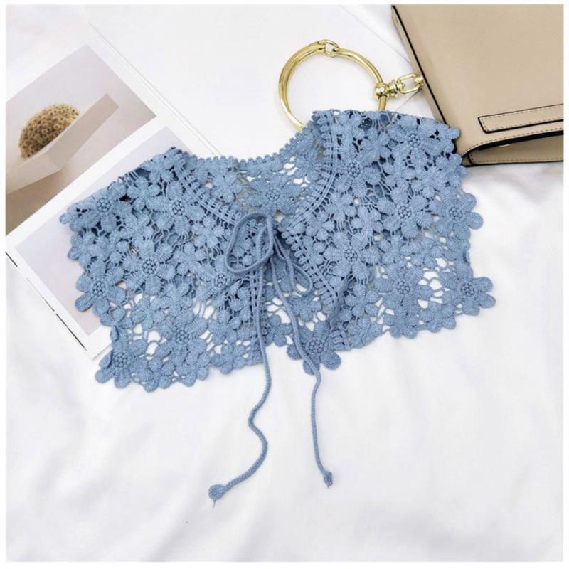Vintage Shawl O-Neck Doll Fake Collar Shirt Women Hollow Crochet Lace False Collar Detachable Woman Half Shirt Faux Col