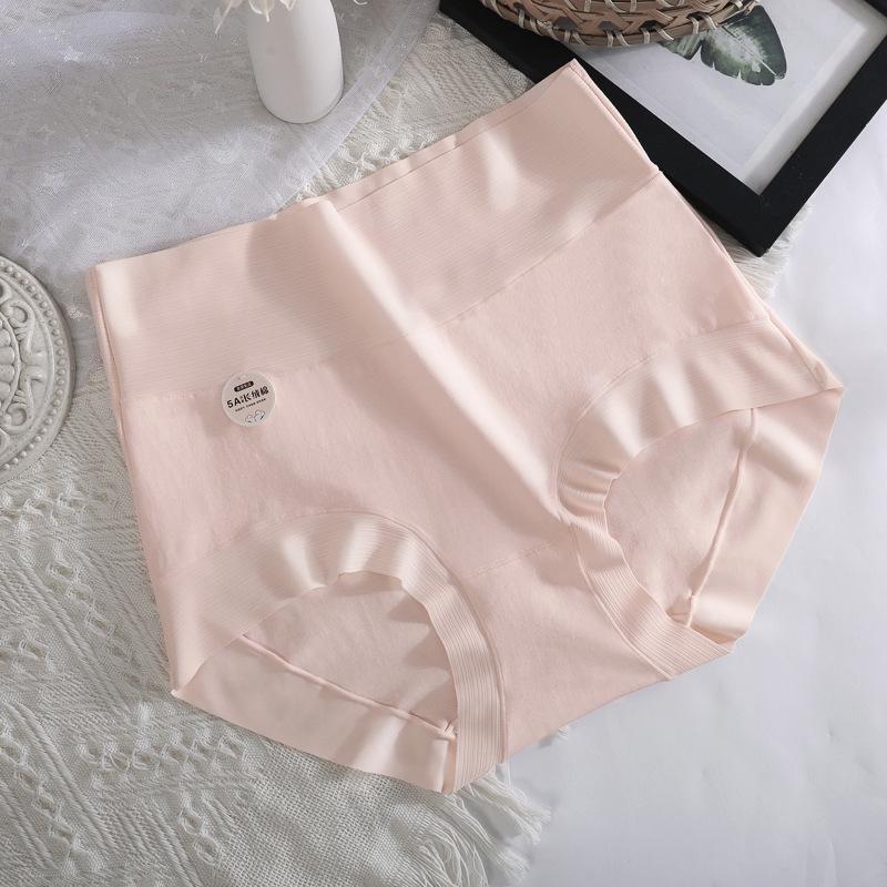 Женские бесшовные трусы с высокой талией — размер L, чистый длинноволокнистый хлопок класса 5А из Синьцзяна, антибактериальный и дышащий.