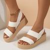 Fashion 1pair Women's Minimalist Wedge Sandals Open Toe Thick Soled Platform Casual Sandals Ankle Strap Slingback Sandals Solid Color