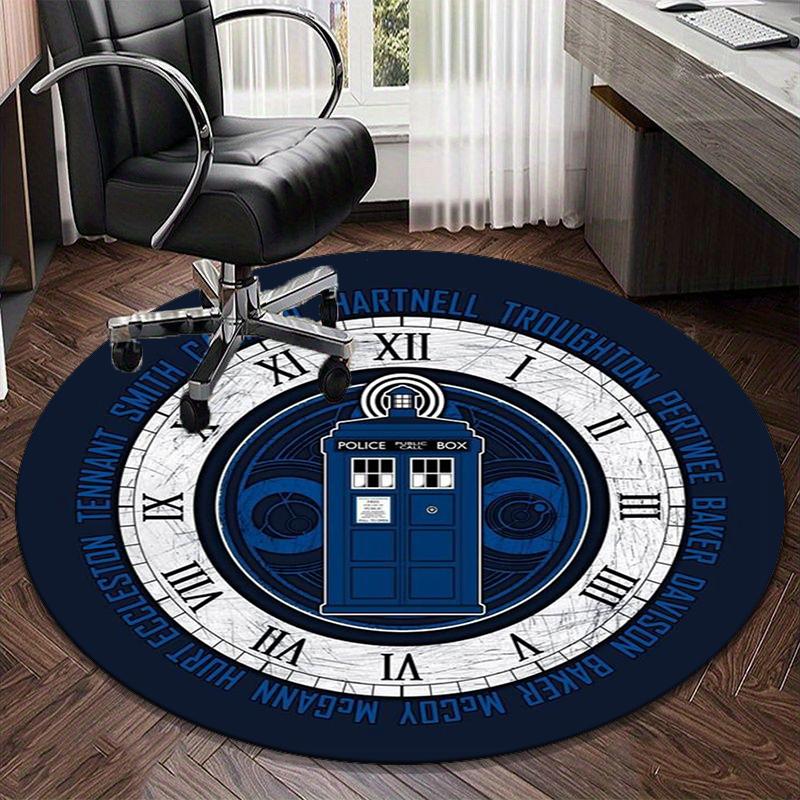 Police Box Time Travel round carpet Chair cushion Round Entryway Rug, Soft Round Rugs for Living Room, Bedroom, Circle Carpet decor gifts