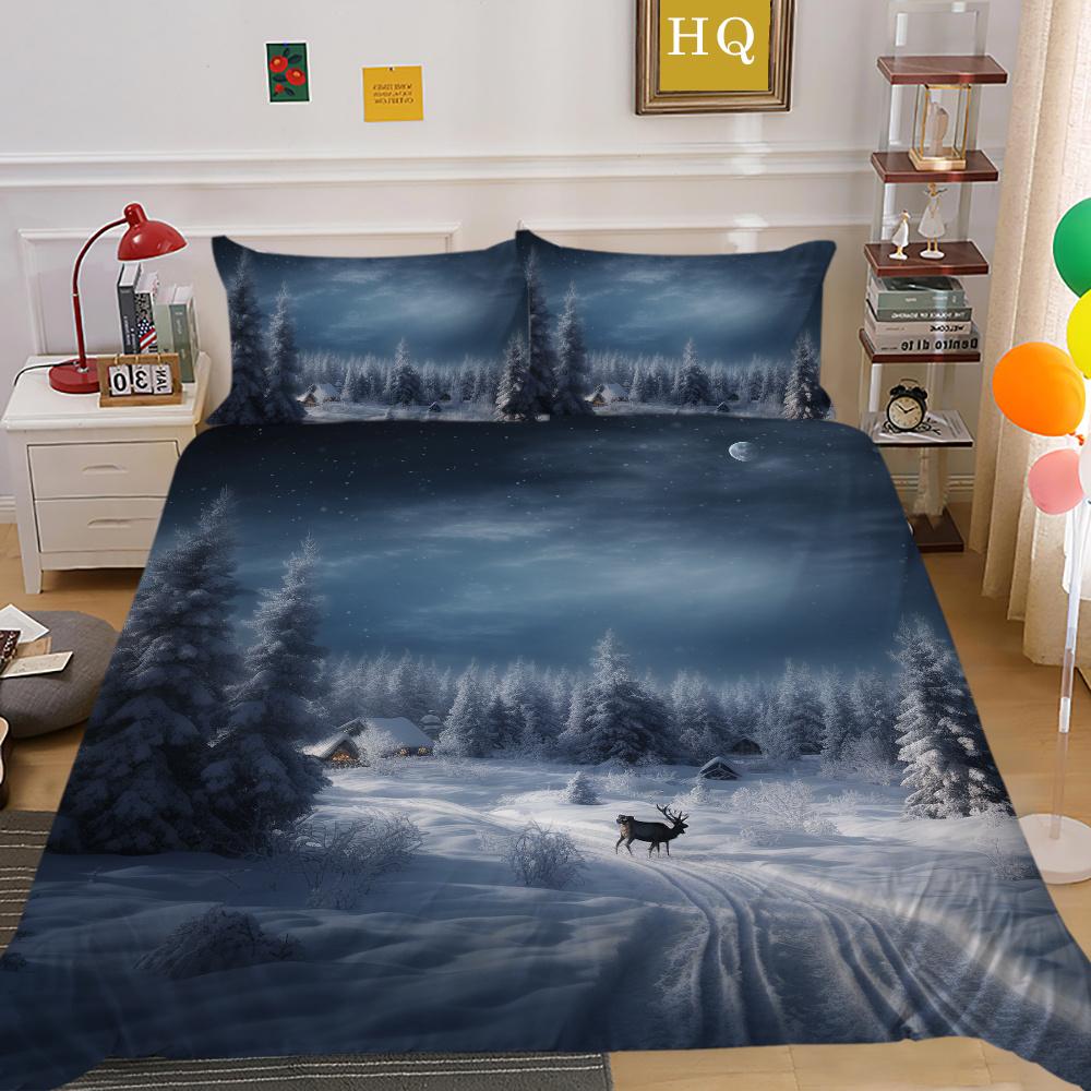 Комплект постельного белья из микрофибры с 3D рождественской печатью, полноразмерный комплект постельного белья из микрофибры, высококлассные милые покрывала