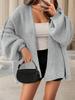 Women's Chunky Knit Cardigan Oversized Open Front Long Lantern Sleeve Cozy Sweater Coat