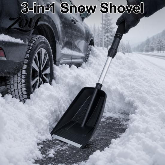Auto Winter Accessories Car Snow Shovel with Extendable Handle, Ice Scraper for SUV Scratch Free Remover Truck Windshield, Scratch-Free Large