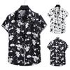 Men Shirt Contrast Color Soft Turn-down Collar Short Sleeve Summer Top for Vacation