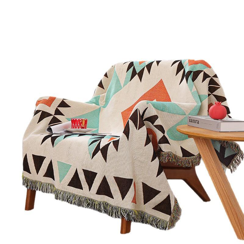 Geometric Print Sofa Blanket Soft Casual Towel Cover for Camping Picnic Decorative Cozy Comfort
