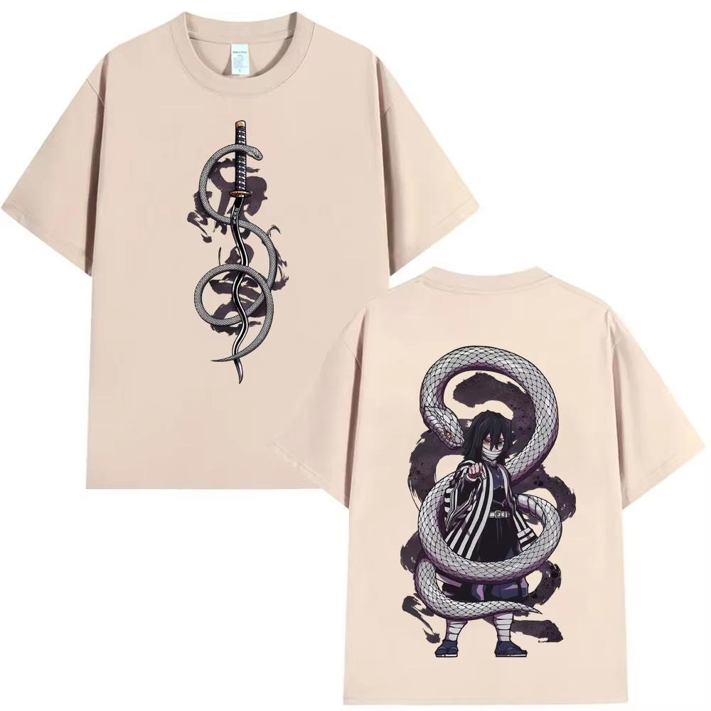 Anime Demon Slayer Serpent Hashira Iguro Obanai T Shirts Unisex Women Clothing Fashion Short Sleeve Tshirts Streetwear