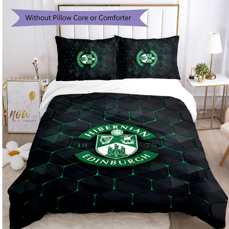 Hibernian FC Печатный комплект постельного белья из 3 предметов Дышащий пододеяльник с наволочками Декорационное постельное белье для спальни Дома