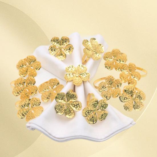 6 шт. Кольца для салфеток в виде цветов, Металлические держатели для салфеток, Серебряные, Золотые кольца для салфеток в виде цветов с текстурированными лепестками для обеденного стола, Свадебной вечеринки