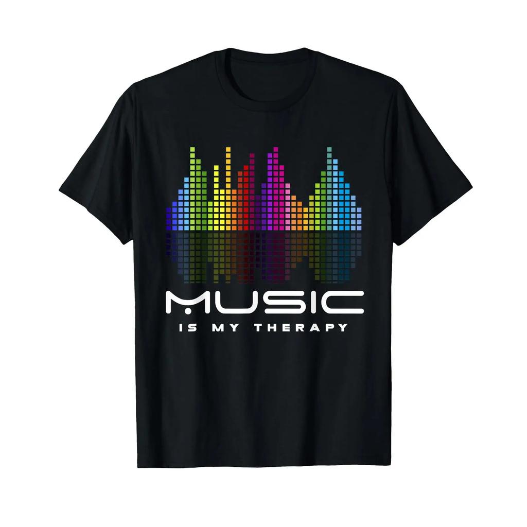 Футболка Dj Techno Therapy Music Equalizer Edm Party Винтажная Мягкий Топ для Повседневной Носки Дышащая Одежда от Дизайнера