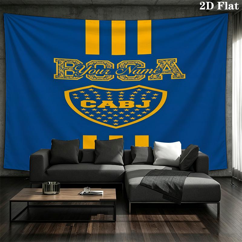 Boca Juniors Custom Name Wall Tapestry Aesthetic Wall Hanging Printed Fabric Blanket Decorative Tapestries For Bedroom Living Room Home Decor