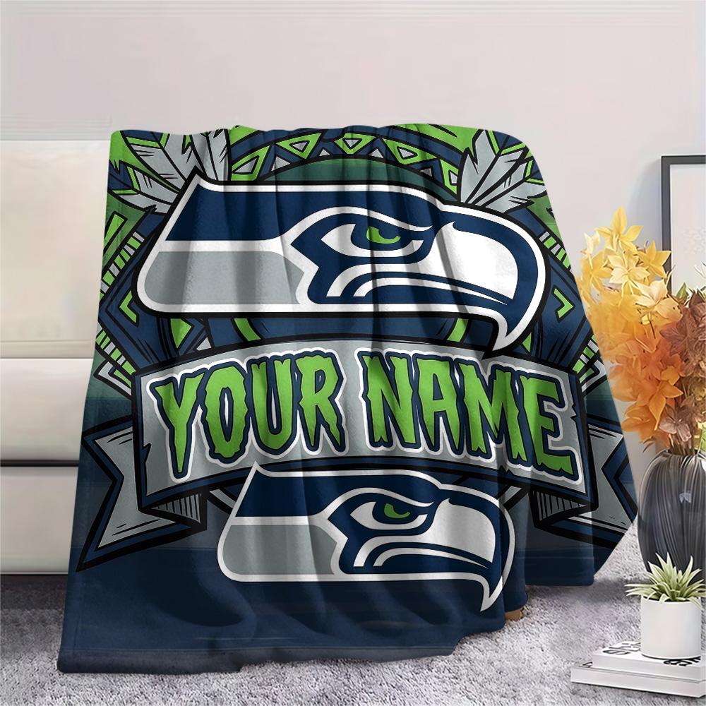 Custom Name Seattle Seahawks2 Flannel Blanket, High quality Comfortable for All Seasons, Home Decor, Warmth and Comfort