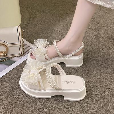 Распродажа женской обуви. Модные современные женские летние повседневные сандалии с жемчугом. Женские однотонные туфли на платформе. Zapatillas.