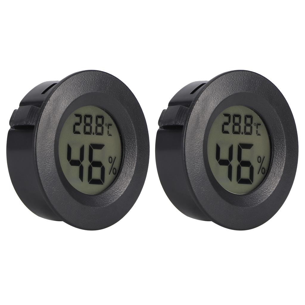 2PCS Mini Digital LCD Thermometer Hygrometer Round Shape Temperature Humidity Meter for Reptile Box