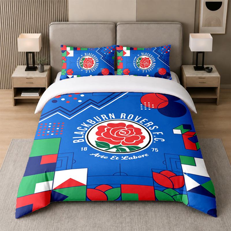 3Pcs Bedding SetBlackburn Rovers Football Soft Bed Sheet and Two Pillowcases Home Bedroom Decor
