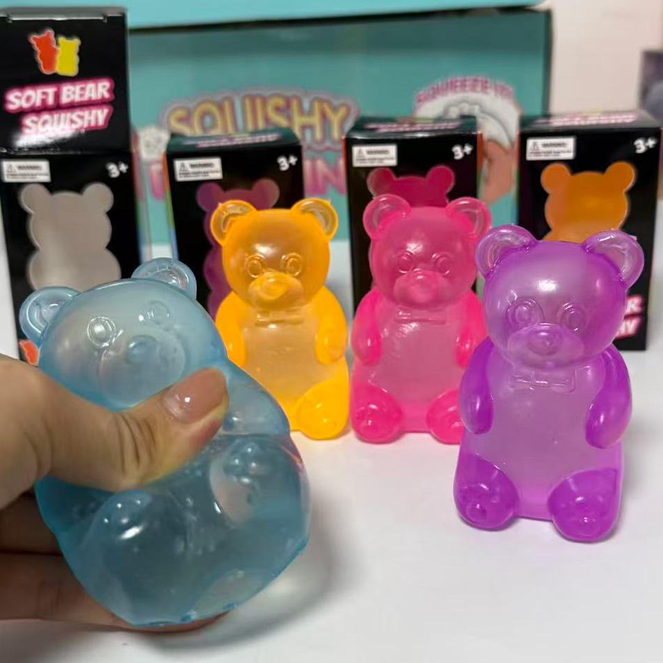 In Stock Cute Bear Maltose Squeeze Toy Dough Colorful Sensory Toy Creative New Item Desk Decoration Stress Relief Doll