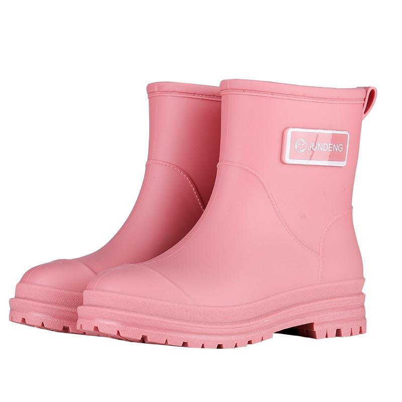 New fashionable low-top short rain boots rain shoes non-slip water shoes waterproof women's thermal velvet rubber shoes