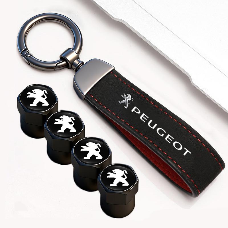 Peugeot Car Tire Wheel Valve Caps Cover Car Key Chain Ring Keychain For Peugeot 408 308 5008 Landtrek 208 3008 2008 Rifter 508