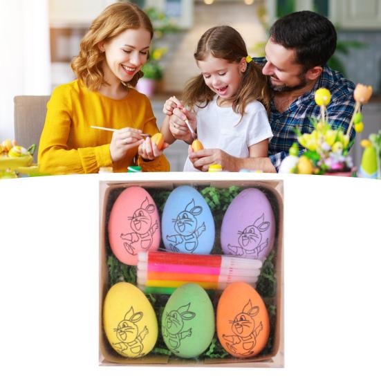 1 Set Easter Egg Painting Kit Creative Cartoon Easter Egg Coloring Craft Kits DIY Craft Set for Kids