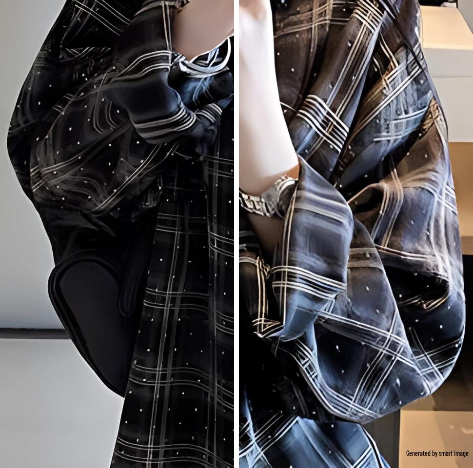 Клетчатая рубашка, украшенная стразами: Женский модный свободный кардиган с длинным рукавом для весны и осени.