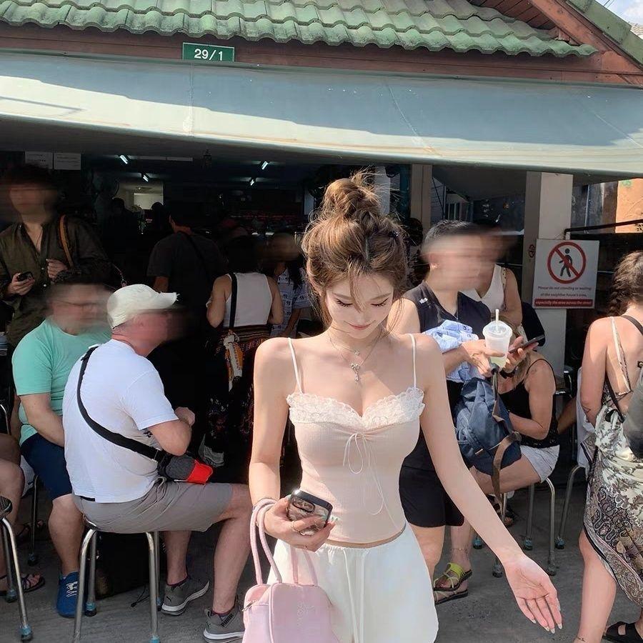 Sexy Women Lace Vest Sling Tops Sleeveless Tank Tops Solid Backless Fashion Lady Street Wear Inner Tees Girls Y2K Tops