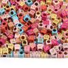 100pcs/Lot 6mm Mix Color Square Alphabet Letter Beads DIY Bracelets Necklace Big Hole Acrylic Beads for Jewelry Making Supplies