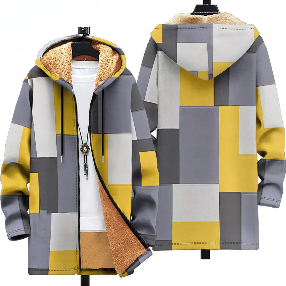 Men's Fleece Cardigan Coats 3D Print Chinese Style Plush Thick Winter Jackets Casual Streetwear Clothing