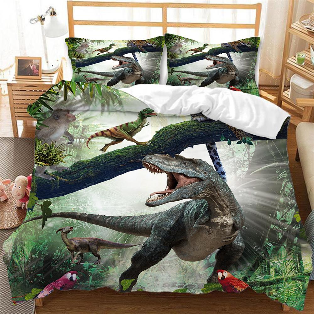 3D Dinosaur Bedding Sets Jurassic World Polyester Duvet Cover Sets Unique Dinosaur Bedding For Kids Adults Full King Twin Size