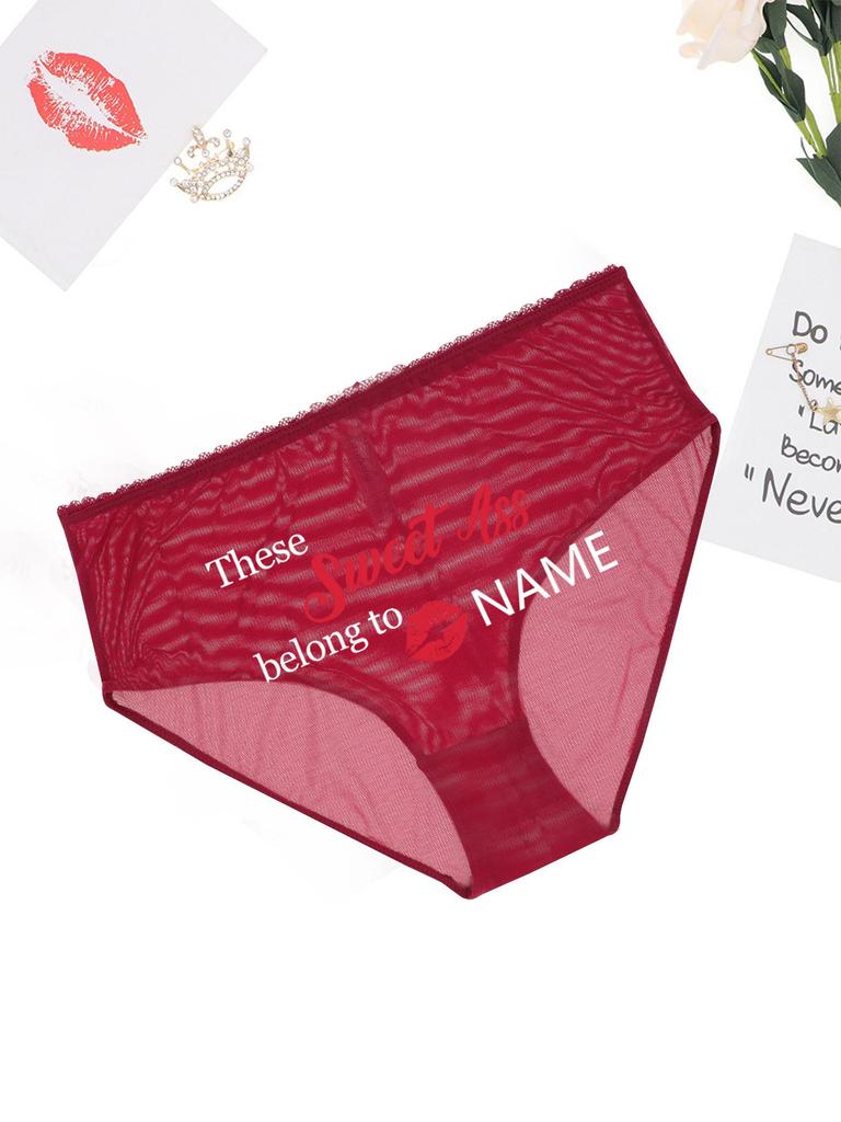 Women's Sexy Panties Custom Words Heart Pattern Comfortable Panties Low Waist Briefs