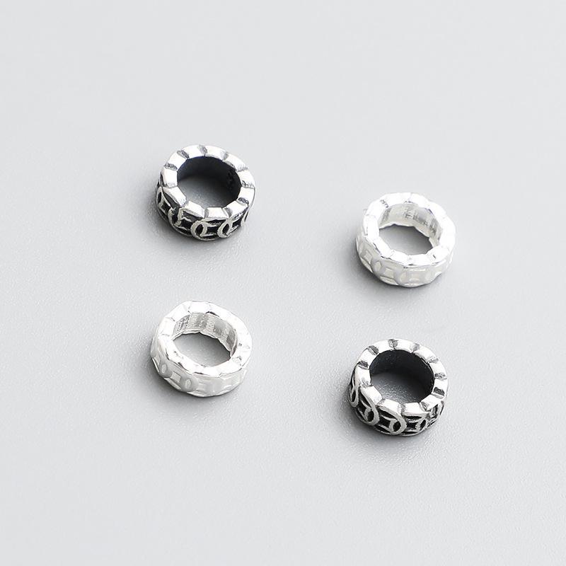 S925 стерлингового серебра винтажные медные монеты колесо деньги разделительные бусины для DIY плетеные браслеты