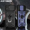 KEYSION Противоударный защитный чехол для iPhone 16e Slide Camera Lens Protection Metal Ring Stand Phone Back Cover для iPhone 16e 2025