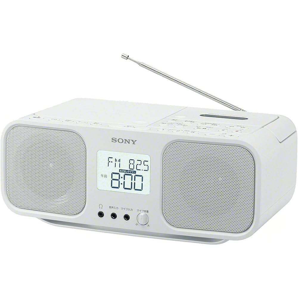 Sony Infrared CD Radio Cassette Recorder CFD-S401: FM/AM/Wide FM compatible, large LCD screen, karaoke function, battery-powered, white CFD-S401 W