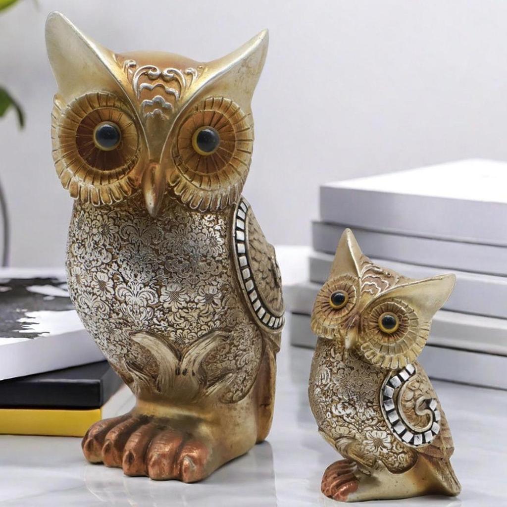 Brown Owl Figurine,Resin Statue Creative Collection,Animal Sculpture,Desktop Decoration for Office Table Hotel Bedroom